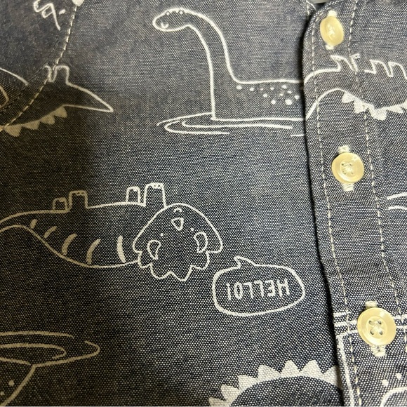 Carter's Baby 3 Month Old Dinosaur Blue Short Sleeved Button Up Shirt. - Picture 4 of 4